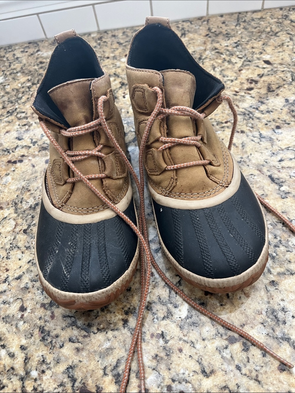 Sorel Brown and Black Lace-Up Waterproof Ankle Boots